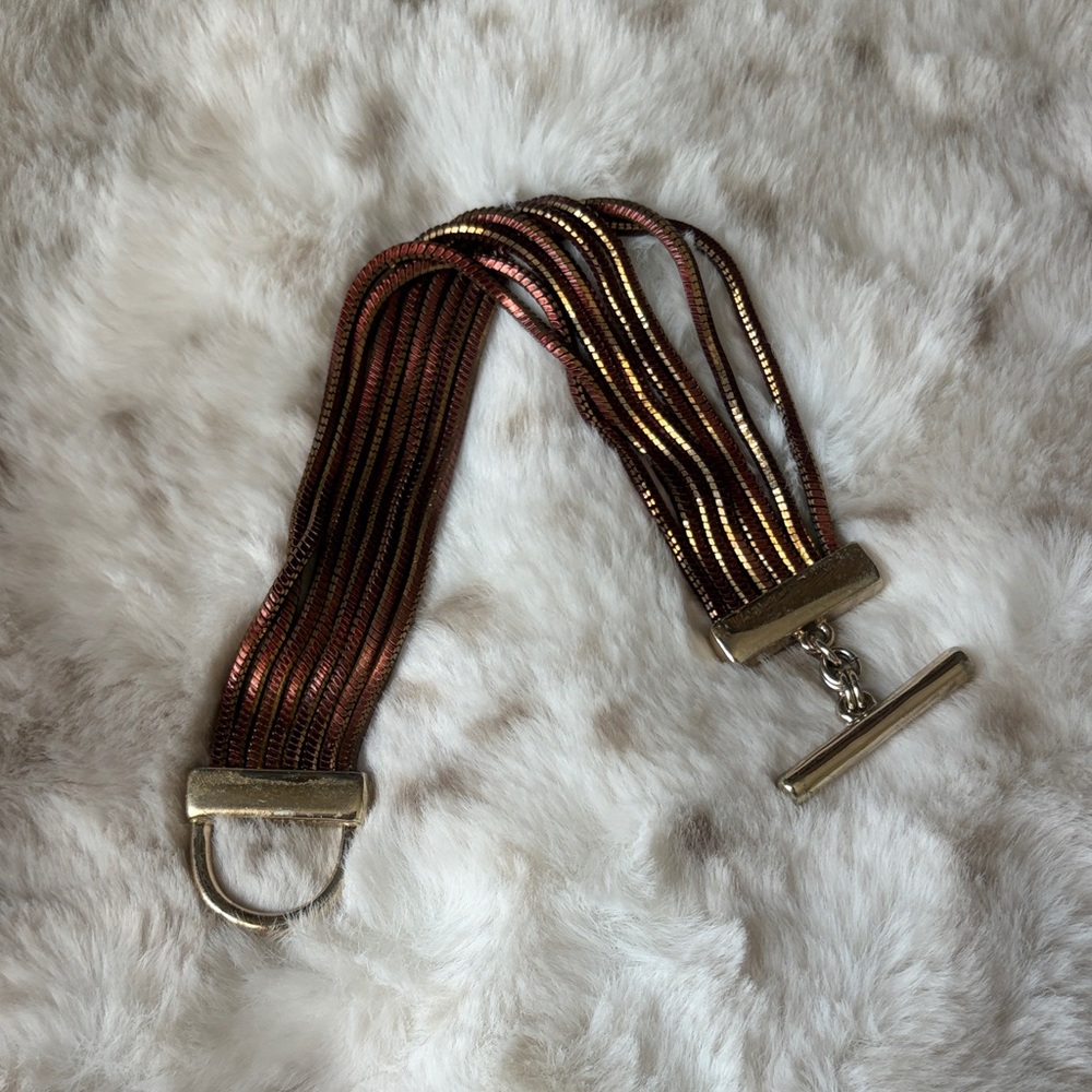Bronze & Gold Toned Metal Industrial Bracelet